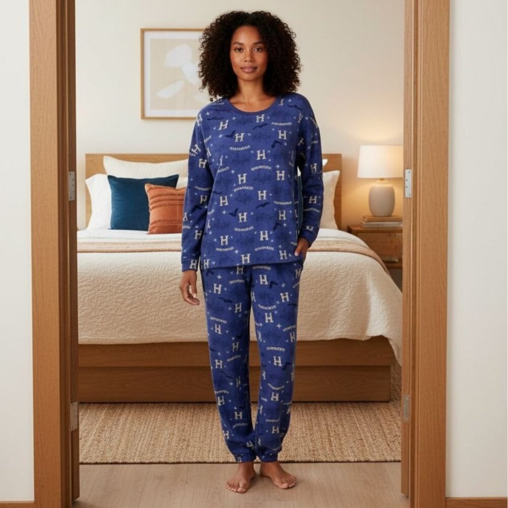 Harry Potter S PJ 2-Piece Hogwarts Women Pajama Lounge Set Long Sleeve Top Pant